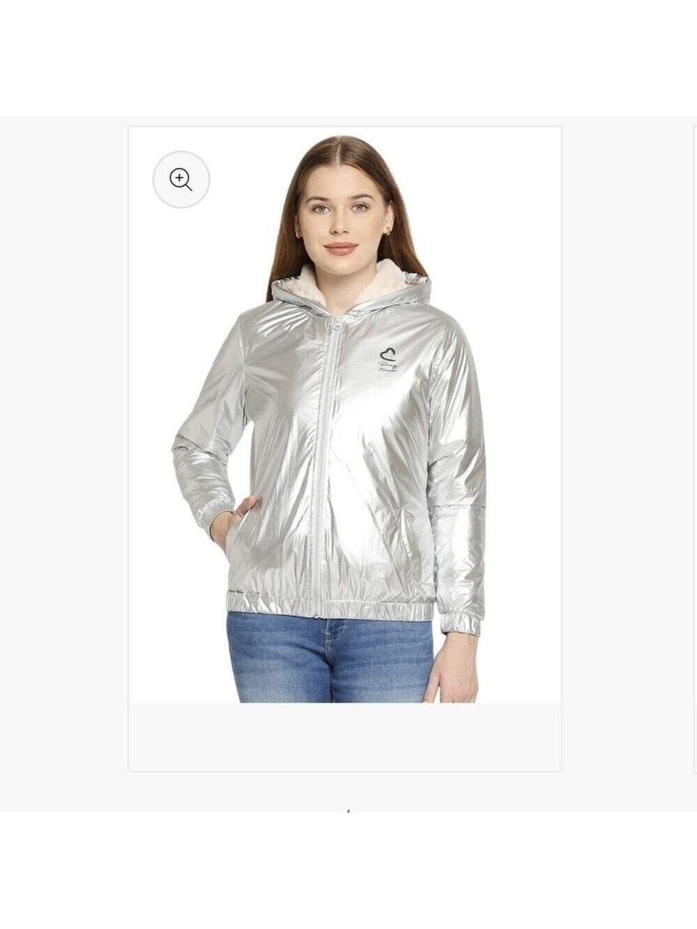 NWT Being Human Silver Ladies Jacket, XL, Small Fit, Check Measurements